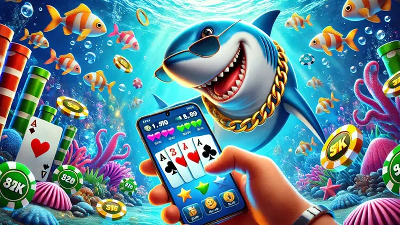 Meriam arcade mobile X88 mengarah pada target ikan di arena bawah laut